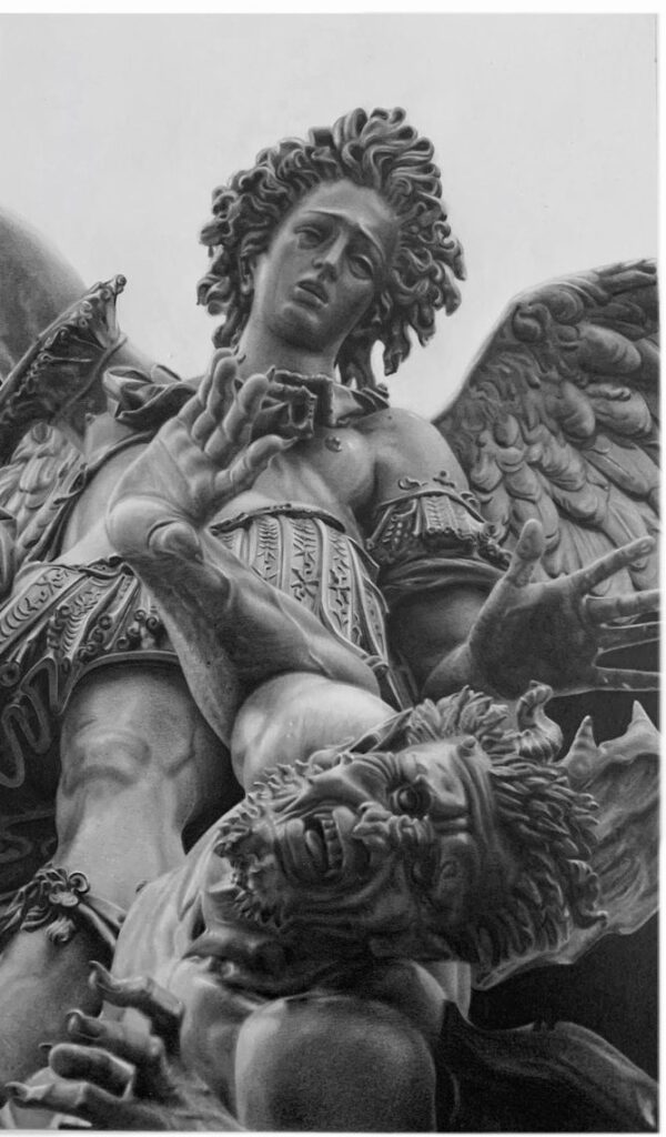 Pencil graphite / paper @cansonpaper . 1602/1607 Augsburger, built by elias holl. The designs for the baroque facade came from Joseph Heintz . bronze San Miguel Arcangel fight against Satan